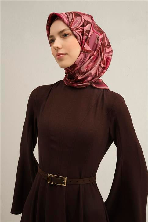 Armine Etnik Desenli Saf İpek Twill Eşarp 9323D 83