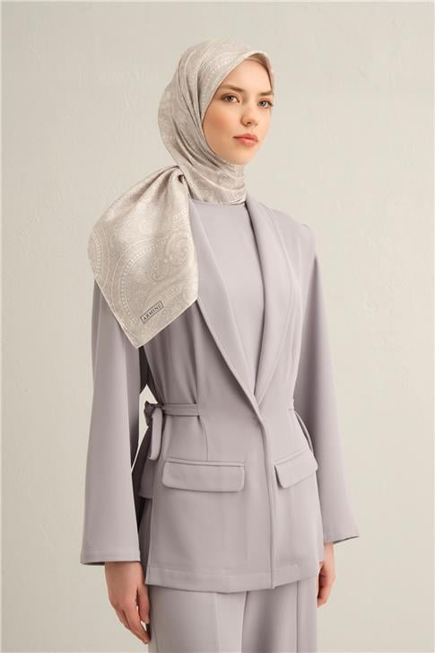 Armine Etnik Desenli Saf İpek Twill Eşarp 9304D 84