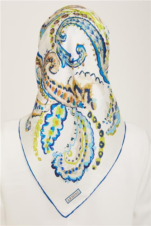 Armine Etnik Desenli Twill İpek Eşarp 24Ya9130 34 80