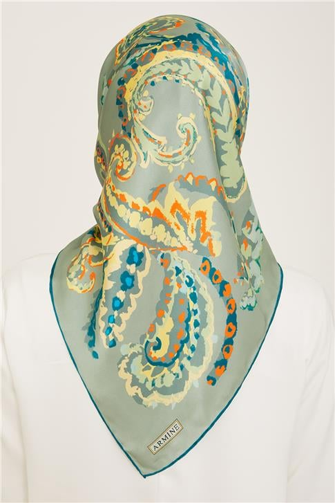 Armine Etnik Desenli Twill İpek Eşarp 24Ya9130 34 61