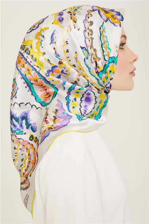 Armine Etnik Desenli Twill İpek Eşarp 24Ya9130 34 83