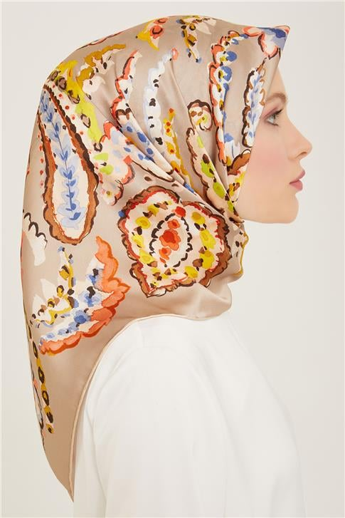 Armine Etnik Desenli Twill İpek Eşarp 24Ya9130 34 32