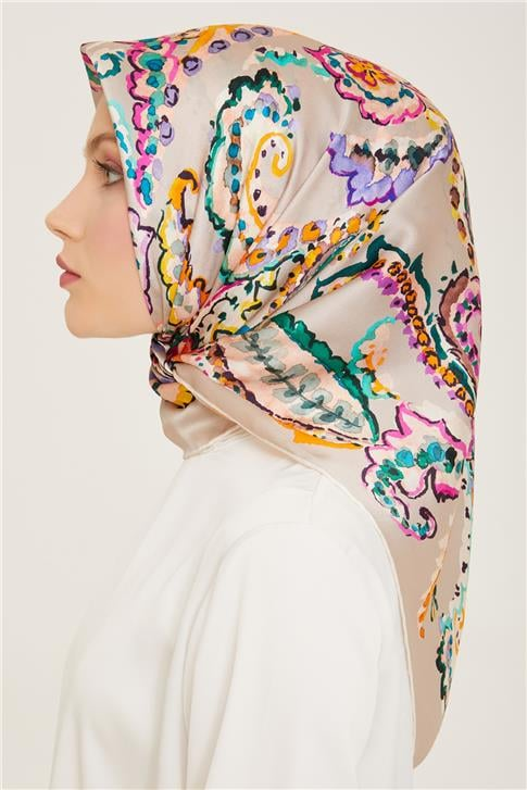 Armine Etnik Desenli Twill İpek Eşarp 24Ya9130 34 33