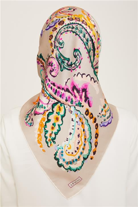 Armine Etnik Desenli Twill İpek Eşarp 24Ya9130 34 33