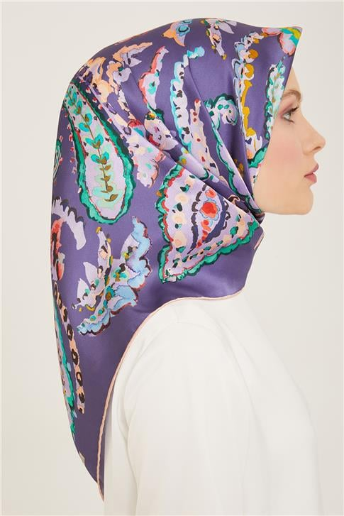 Armine Etnik Desenli Twill İpek Eşarp 24Ya9130 34 84