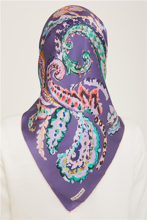 Armine Etnik Desenli Twill İpek Eşarp 24Ya9130 34 84
