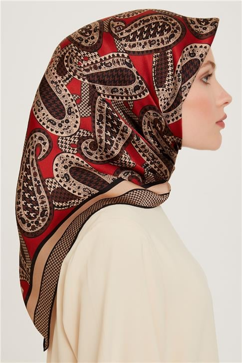 Armine Etnik Desenli Twill Saf İpek Eşarp 9208D 07