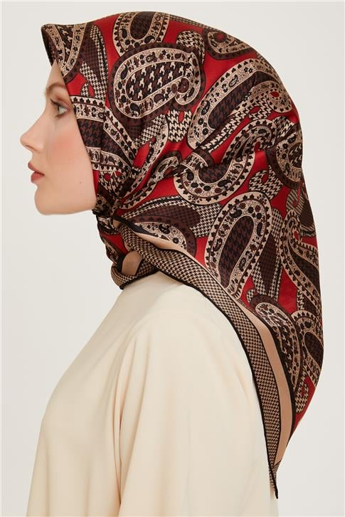 Armine Etnik Desenli Twill Saf İpek Eşarp 9208D 07