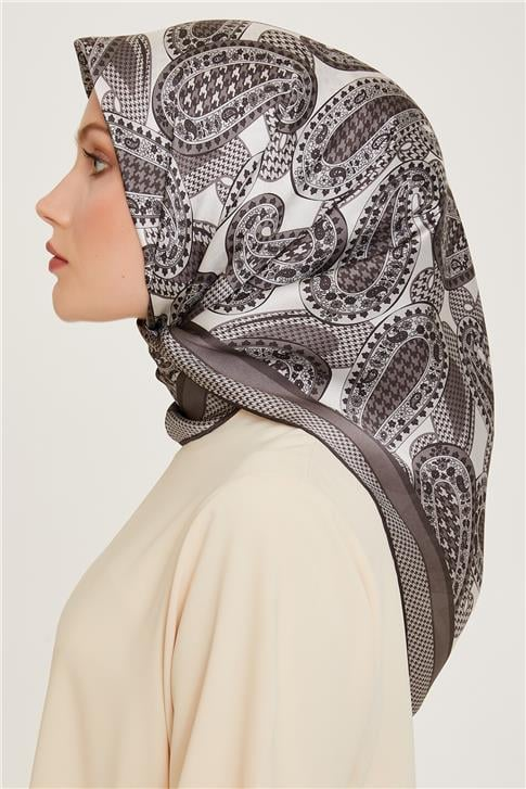 Armine Etnik Desenli Twill Saf İpek Eşarp 9208D 10