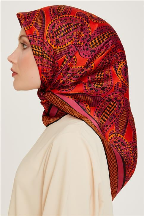 Armine Etnik Desenli Twill Saf İpek Eşarp 9208D 06