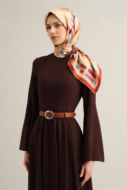 Armine Geometrik Desenli Saf İpek Sura Eşarp 9341D 80