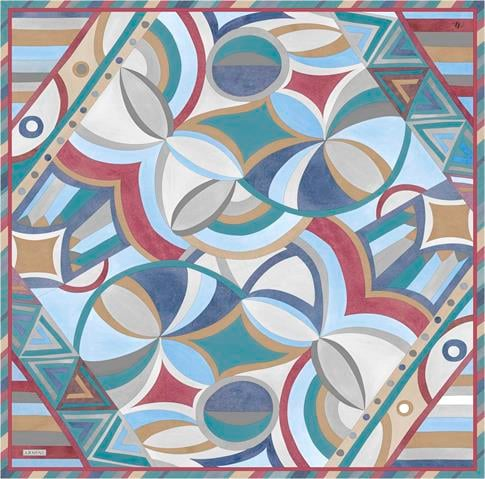 Armine Geometrik Desenli Saf İpek Sura Eşarp 9336D 81