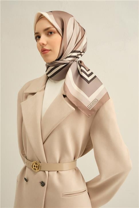 Armine Geometrik Desenli Saf İpek Sura Eşarp 9313D 84