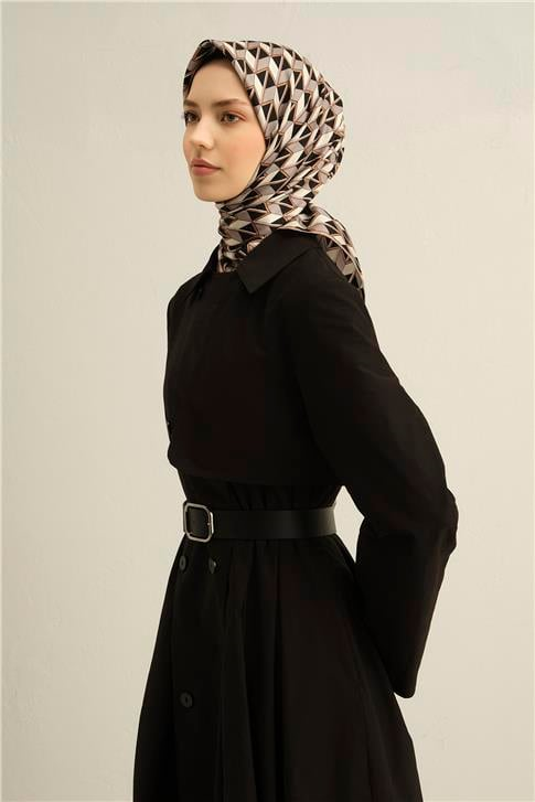 Armine Geometrik Desenli Saf İpek Sura Eşarp 9309D 04