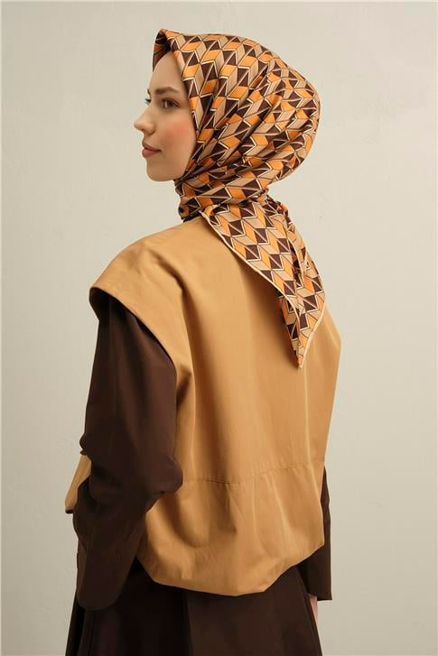 Armine Geometrik Desenli Saf İpek Sura Eşarp 9309D 07