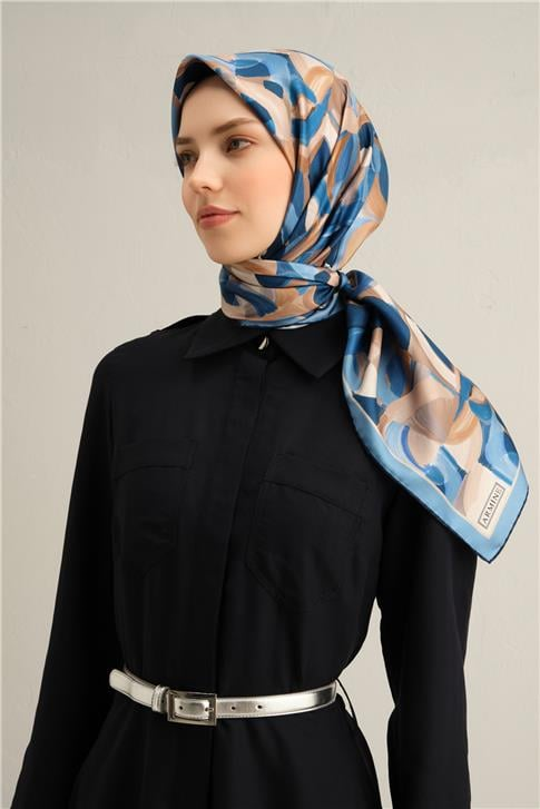 Armine Geometrik Desenli Saf İpek Sura Eşarp 9329D 83