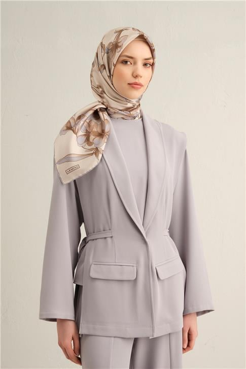 Armine Geometrik Desenli Saf İpek Sura Eşarp 9324 82