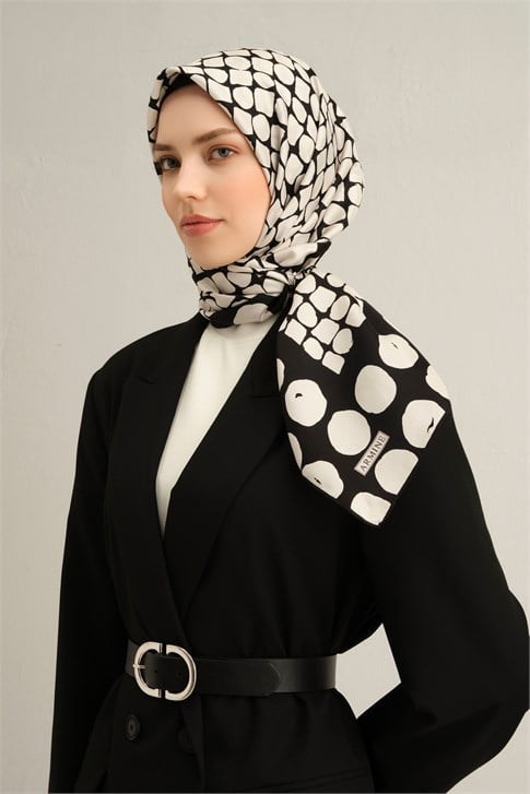 Armine Geometrik Desenli Saf İpek Sura Eşarp 9354D 82