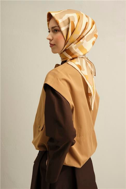 Armine Geometrik Desenli Saf İpek Sura Eşarp 9303D 06
