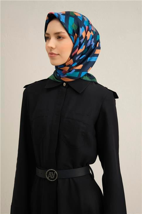 Armine Geometrik Desenli Saf İpek Sura Eşarp 9341D 58
