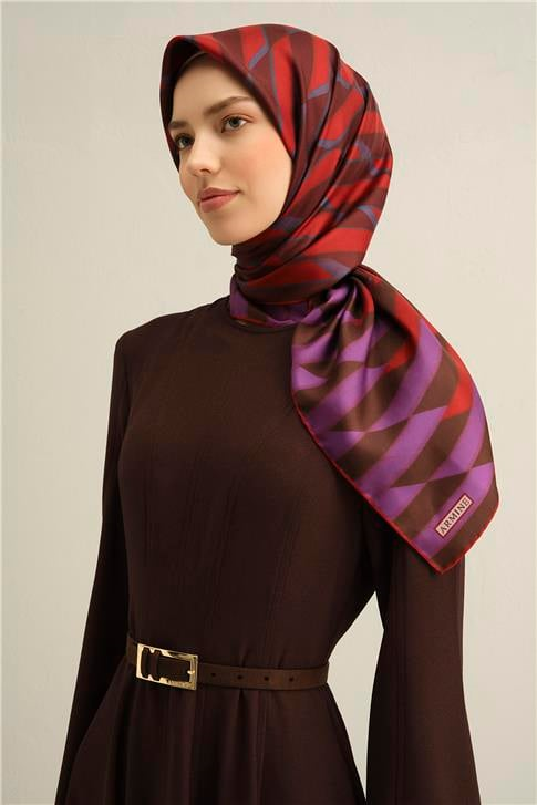 Armine Geometrik Desenli Saf İpek Sura Eşarp 9325D 83