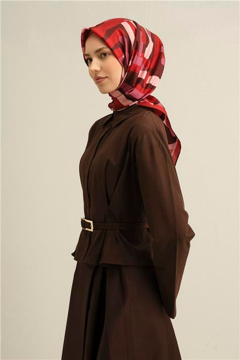 Armine Geometrik Desenli Saf İpek Sura Eşarp 9303D 83