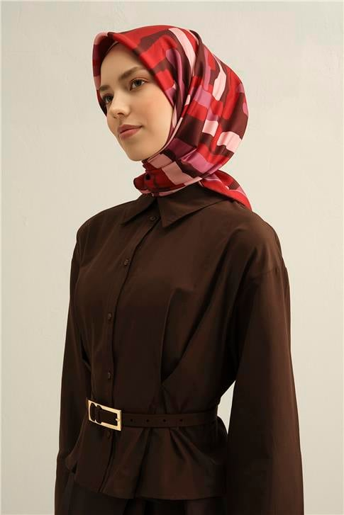 Armine Geometrik Desenli Saf İpek Sura Eşarp 9303D 83