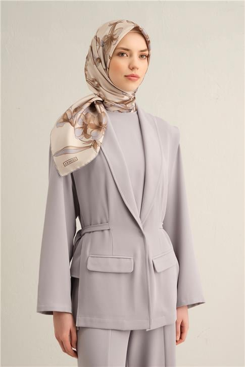 Armine Geometrik Desenli Saf İpek Sura Eşarp 9324 82