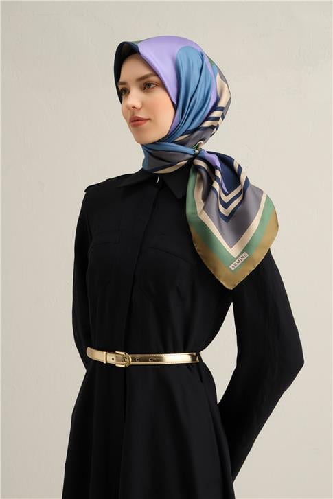 Armine Geometrik Desenli Saf İpek Sura Eşarp 9313D 82