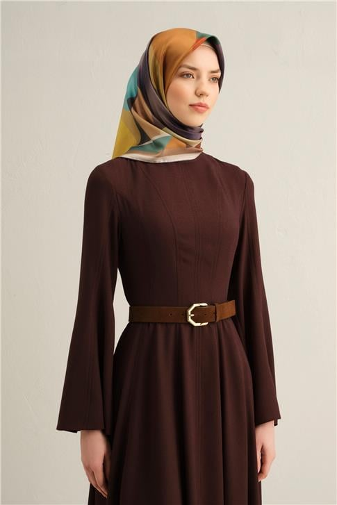 Armine Geometrik Desenli Saf İpek Sura Eşarp 9331D 04