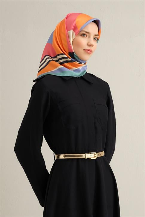 Armine Geometrik Desenli Saf İpek Sura Eşarp 9313D 80