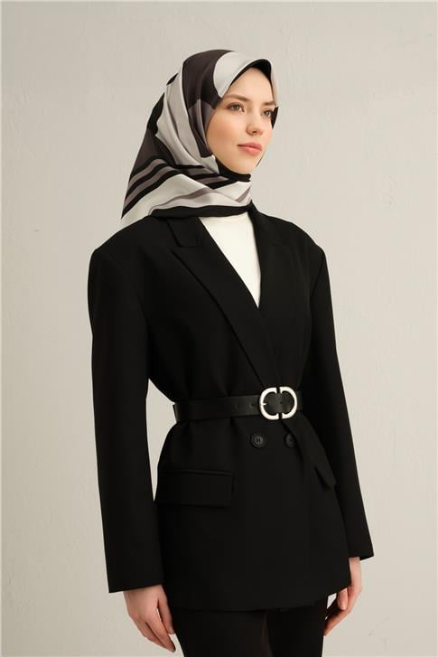 Armine Geometrik Desenli Saf İpek Sura Eşarp 9313D 85