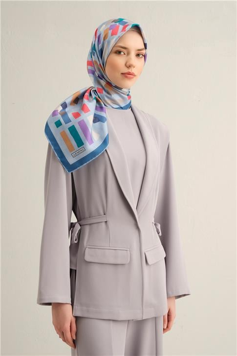 Armine Geometrik Desenli Saf İpek Sura Eşarp 9341D 83