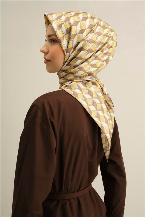 Armine Geometrik Desenli Saf İpek Sura Eşarp 9309D 33