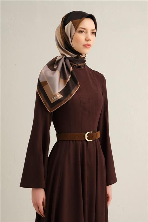 Armine Geometrik Desenli Saf İpek Sura Eşarp 9331D 59