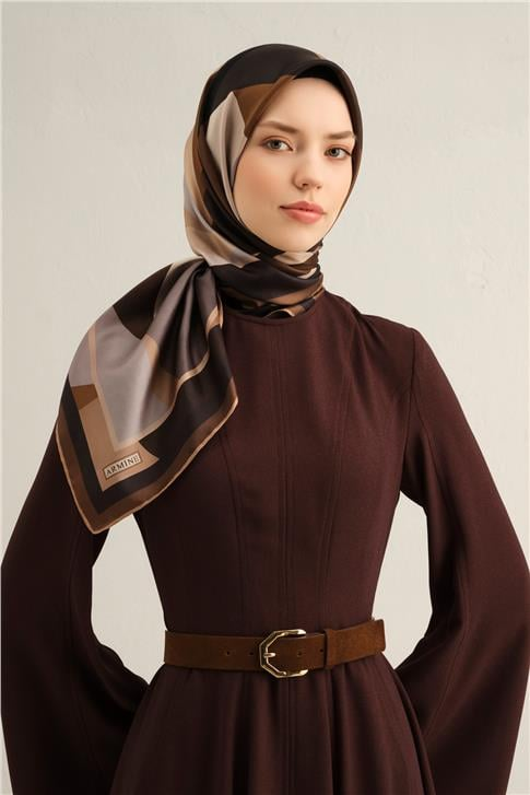 Armine Geometrik Desenli Saf İpek Sura Eşarp 9331D 59