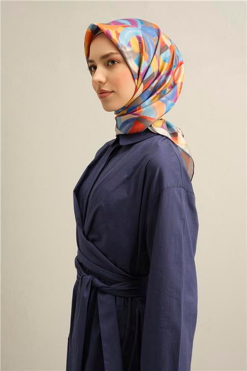 Armine Geometrik Desenli Saf İpek Sura Eşarp 9329D 01