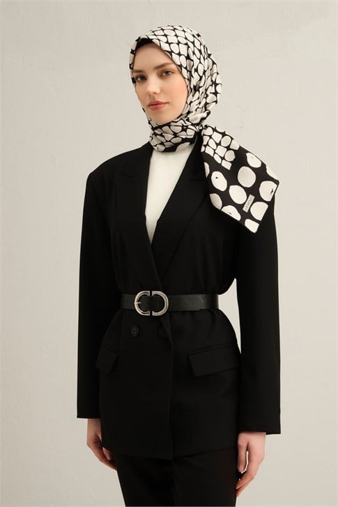 Armine Geometrik Desenli Saf İpek Sura Eşarp 9354D 82