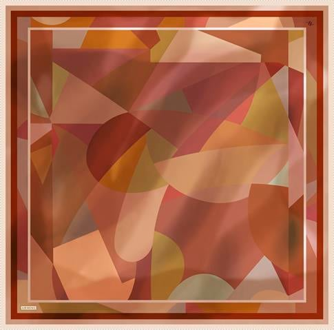 Armine Geometrik Desenli Saf İpek Twill Eşarp 9331D 33