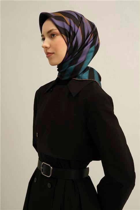 Armine Geometrik Desenli Saf İpek Twill Eşarp 9325D 82