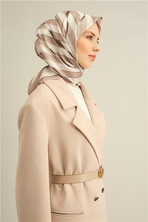 Armine Geometrik Desenli Saf İpek Twill Eşarp 9325D 81