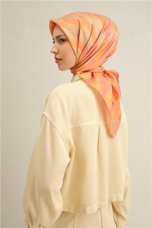Armine Geometrik Desenli Saf İpek Twill Eşarp 9325D 56