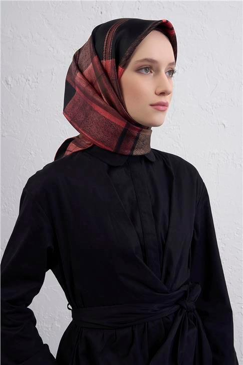 Armine Geometrik Desenli Saf İpek Twill Eşarp 9424D 32