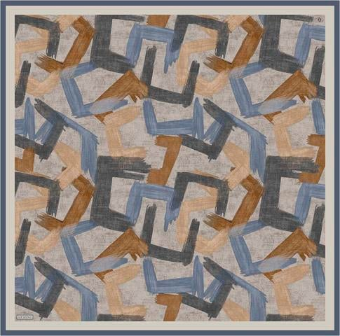 Armine Geometrik Desenli Saf İpek Twill Eşarp 9413D 01