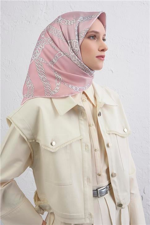 Armine Geometrik Desenli Saf İpek Twill Eşarp 9427D 86