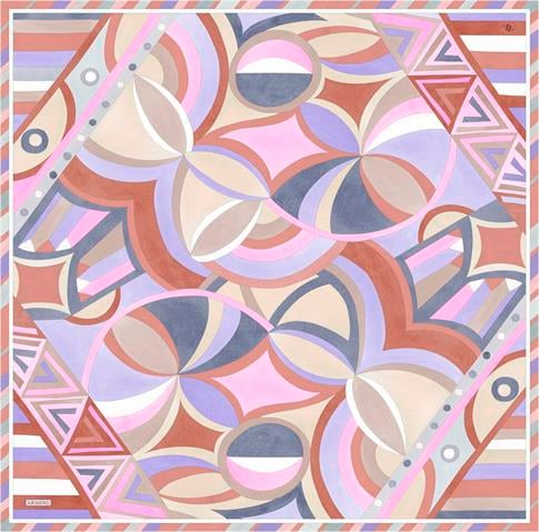 Armine Geometrik Desenli Saf İpek Twill Eşarp 9336D 35