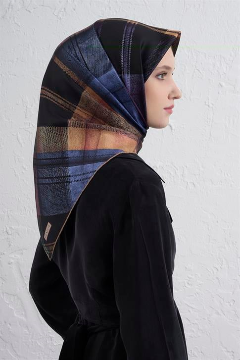Armine Geometrik Desenli Saf İpek Twill Eşarp 9424D 31