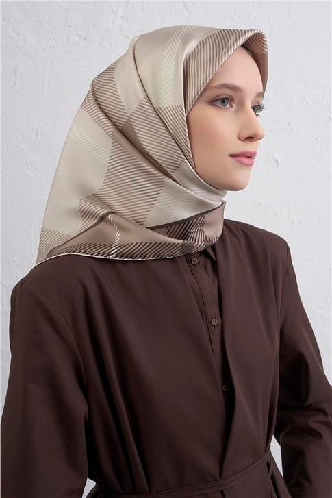 Armine Geometrik Desenli Saf İpek Twill Eşarp 9418D 36