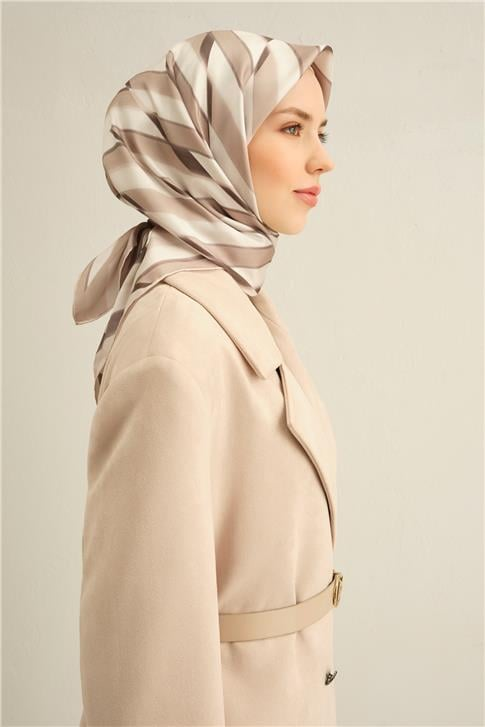Armine Geometrik Desenli Saf İpek Twill Eşarp 9325D 81