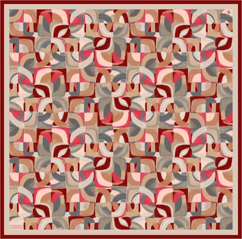 Armine Geometrik Desenli Saf İpek Twill Eşarp 9329D 02